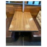 WOOD TOP DINING TABLE, RECTANGULAR, BLACK METAL