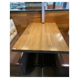 RED OAK TOP DINING TABLE BLACK METAL
