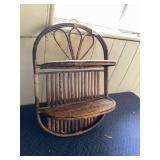 BAMBOO WALL SHELF W/ TWO TIERS, ARCHED TOP,