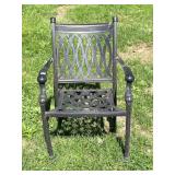 CAST METAL PATIO CHAIR, LATTICE BACK AND SEAT,