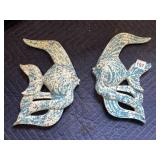 CERAMIC WALL PLAQUES, FISH MOTIF, BLUE AND WHITE
