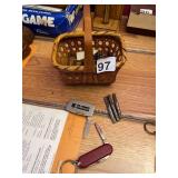 BAMBOO BASKET, ZIPPO MONEY CLIP W/ FOLDING BLADE,