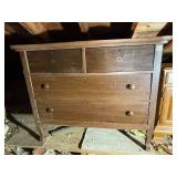 WOOD CHEST OF DRAWERS, TWO SMALL UPPER DRAWERS,