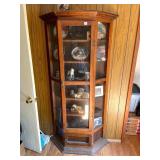 CORNER DISPLAY CABINET, WOOD CONSTRUCTION, GLASS