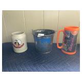 SCHULTHEISS CERAMIC BEER STEIN, BUSCH METAL