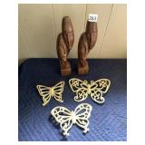 WOODEN SCULPTURAL FIGURES, HOMCO PLASTIC