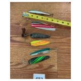 FISHING LURES, METAL SPOONS, ASSORTED SIZES,