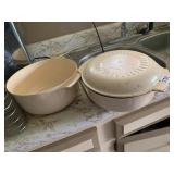 TUPPERWARE PLASTIC SERVING BOWLS, CREAM COLOR,