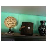 DECORATIVE TABLE LAMP W/ PIERCED SHADE, WOODEN