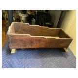 RUSTIC WOODEN CRADLE, HAND-HEWN CONSTRUCTION,