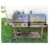 DUAL CHAMBER CHAR-GRILLER GAS GRILL, SIDE BURNER,