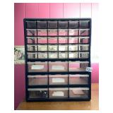 PLASTIC PARTS ORGANIZER CABINET, MULTIPLE CLEAR