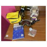 YELLOW THINK SAFETY BAG, BLUE BANDANAS,