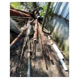 ASSORTED METAL PIPING, STRUCTURAL STEEL CHANNELS,