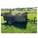 UTILITY TRAILER W/ WOODEN SIDES, METAL FRAME,