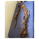 MACRAME PLANT HANGER, BROWN ROPE, WOODEN BEADS,