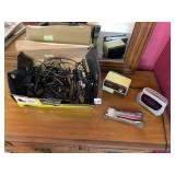 ASSORTED ELECTRONIC POWER ADAPTERS, CABLES, TIMEX