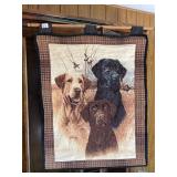 WOVEN TAPESTRY WALL HANGING, DEPICTING THREE