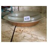 PYREX OVAL DIVIDED CASSEROLE DISH W/ GLASS LID,