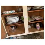 ASSORTED DINNERWARE, CERAMIC BUNNY SERVING DISH,