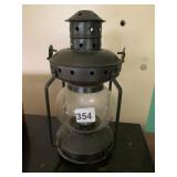 METAL HURRICANE LANTERN, BLACK FINISH, CLEAR