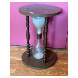 LARGE SAND TIMER, WOODEN FRAME, CIRCULAR BASE AND