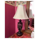 TABLE LAMP, BRONZE-TONE FINISH, PIERCED OPENWORK