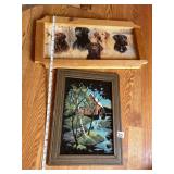 WOOD FRAMED PRINT OF LABRADOR RETRIEVERS, WOOD