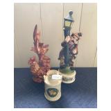 CERAMIC ROOSTER FIGURINE, MUSICAL LAMP FIGURINE,