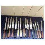 ASSORTED KITCHEN KNIVES, WOOD AND COMPOSITE
