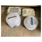 PAMPERED CHEF CAKE CARRIERS AND SERVING TRAYS,