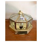 OCTAGONAL FLUSH MOUNT CEILING LIGHT, BRASS