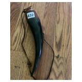 HORN POWDER FLASKS W/ LEATHER STRAP