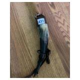 HORN POWDER FLASK W/ LEATHER STRAP
