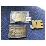 BRASS BELT BUCKLES, FORD AUTOMOTIVE THEME, JOE