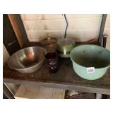 STAINLESS STEEL MIXING BOWL, GLASS BOWL W/ GOLD