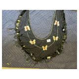 BLACK MESH SHAWL, SEQUIN AND BEAD EMBELLISHMENTS,