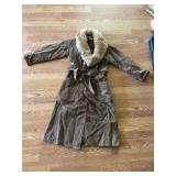 A&F ORIGINALS SUEDE TRENCH COAT, FAUX FUR COLLAR,