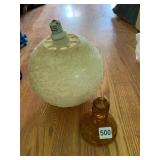 CRACKLE GLASS GLOBE LIGHT SHADE W/ SOCKET, AMBER