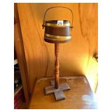 WOODEN BUCKET STAND, BRASS BANDS, SWING HANDLE,