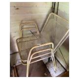 STACKABLE PATIO CHAIRS, WHITE METAL MESH