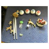 WIND CHIMES W/ BEAR FIGURES, BRASS DEER CANDLE
