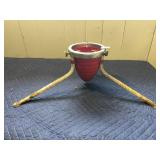 METAL CHRISTMAS TREE STAND, RED CONE BASE,