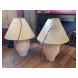 PR TABLE LAMPS, TEXTURED OFF-WHITE CERAMIC BASES,