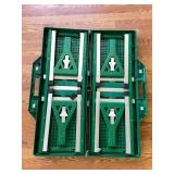 FOLDING PLASTIC WORK TABLE, GREEN AND SILVER