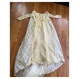 CREAM COLORED LACE WEDDING GOWN, LONG SLEEVES,