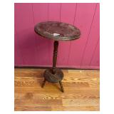 WOOD PEDESTAL PLANT STAND, TRIPOD BASE, ROUND