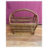 RATTAN MAGAZINE RACK, HEART DESIGN SIDES.