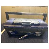 KOBALT PLASTIC TOOLBOX, ASSORTED DRILL BITS,