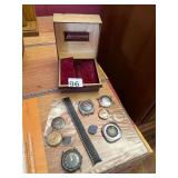 ASSORTED WATCH PARTS, MOVEMENTS, DIALS, AND
